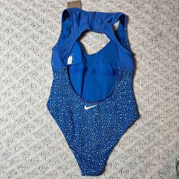 Nike Blue Polka Dot One-Piece Swimsuit Racerback – S - NWOT w/hygiene sticker - Picture 6 of 6